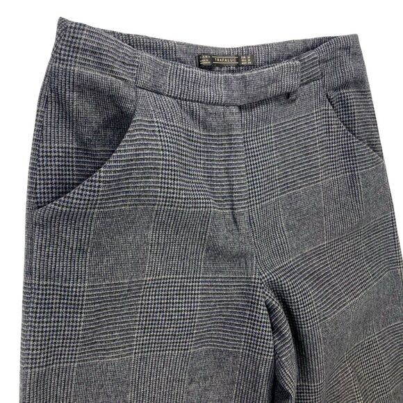 Zara Wide Leg Pants Womens Medium Gray Plaid Trafaluc High Rise Classic Chic - Picture 4 of 15